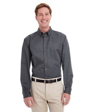 Harriton Men's Foundation Cotton Long Sleeves Twill Shirt With Teflon M581 S-6XL