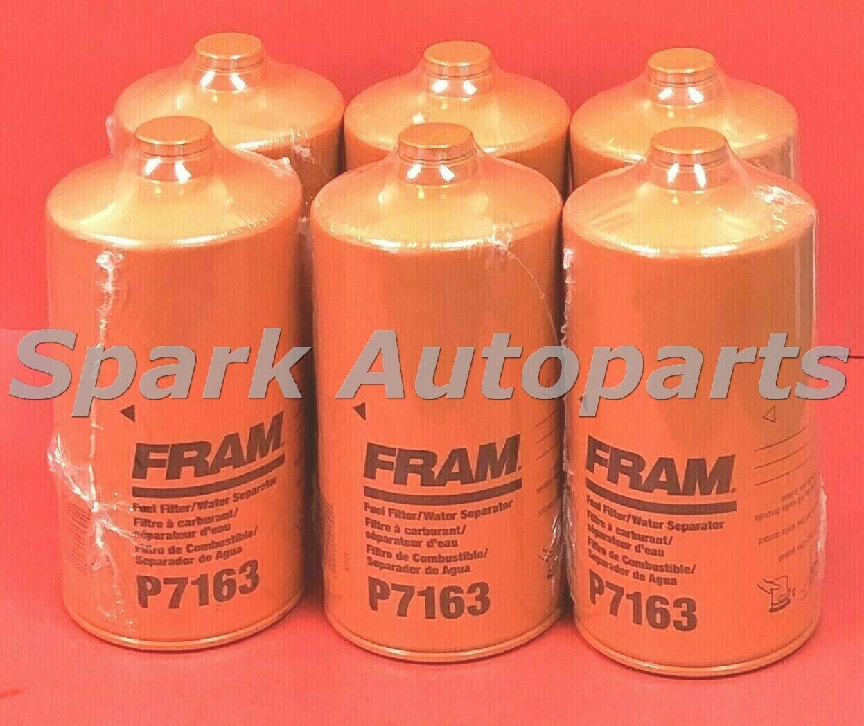 Case of 6 Fuel Filters Fram P7163 For INTERNATIONAL HARVESTER 9800 SBA, 9600