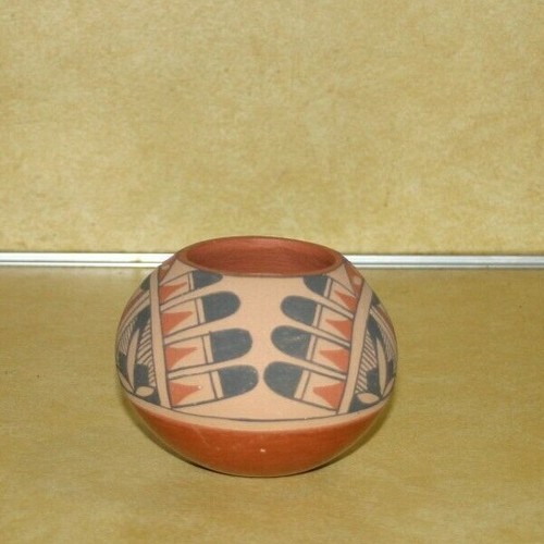 VTG SQUATTY POT RTR ROSE ROMERO JEMEZ PEUBLO POLYCHROME POTTERY AMERICAN INDIAN - Picture 5 of 11