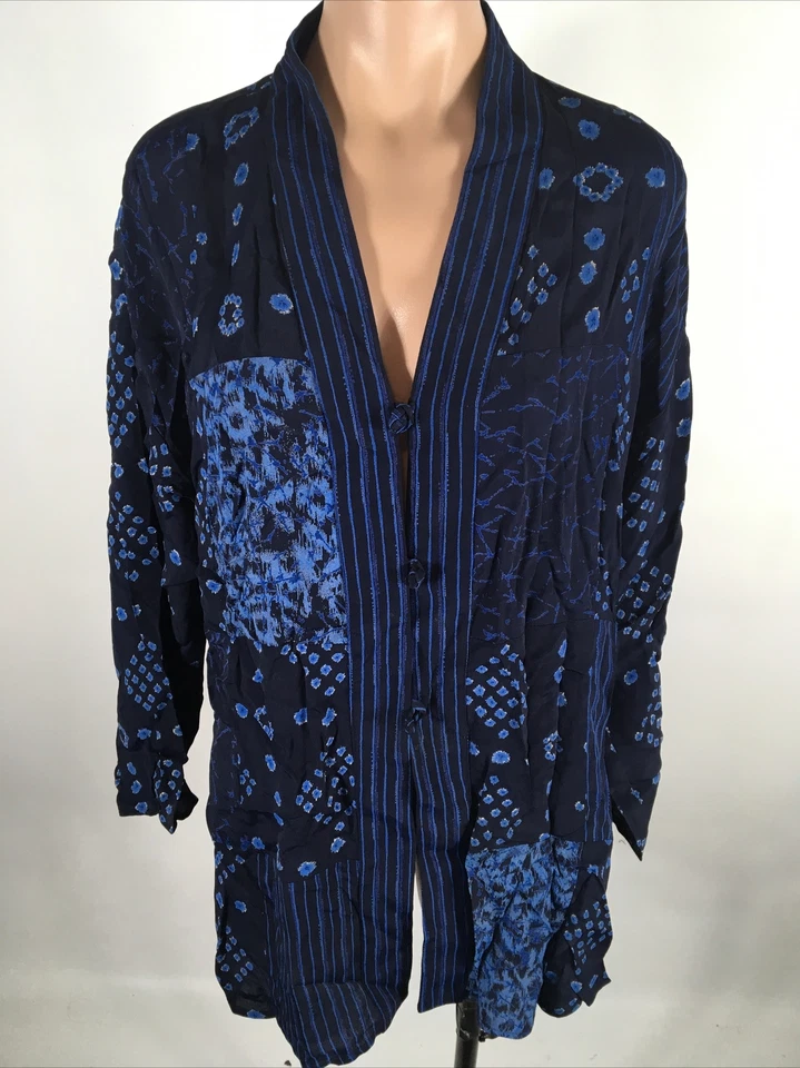 Cárdigan de noche de colección años 90 lavandería por Shelli Segal azul frente abierto suéter chaqueta Foto 3 de 4