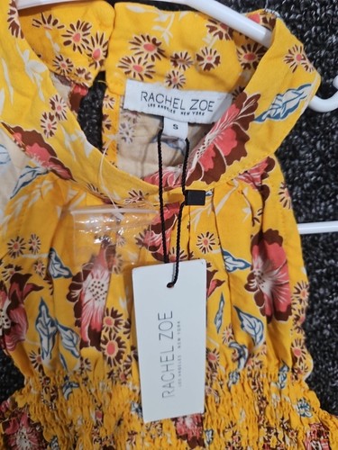 Blusa Rachel Zoe Pequeña S Naranja Halter Sin Mangas Floral Calada Nueva con Etiquetas - Imagen 3 de 8