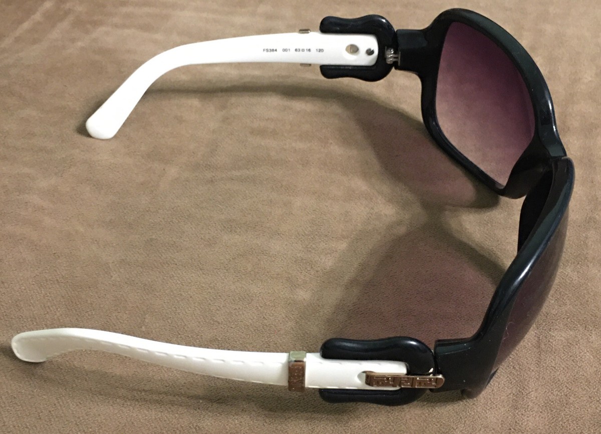 FENDI フェンディ サングラス 度なし FS384 ズッカ ケース付き Fendi Woman's Sunglasses Buckle FS384 Black White Italy
