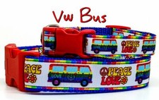 Bus dog collar handmade  adjustable buckle collar 1" or 5/8" wide or leash