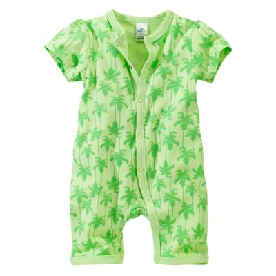 Sommer Spieler Strampler Schlafanzug Overall Jumpsuit Einteiler Grün Palmen 62