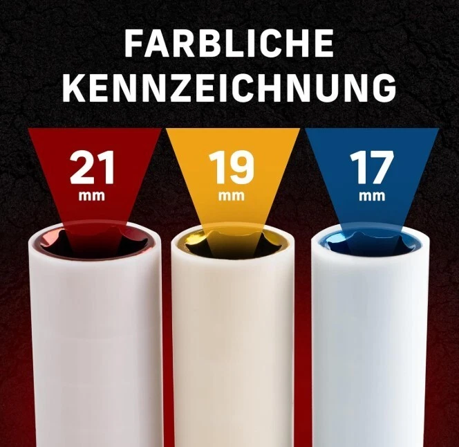 2 Sätze - Schlagnuss Set 1/2" mit Felgenschutz 17mm 19mm 21mm Schlagschrauber - Bild 2 von 4