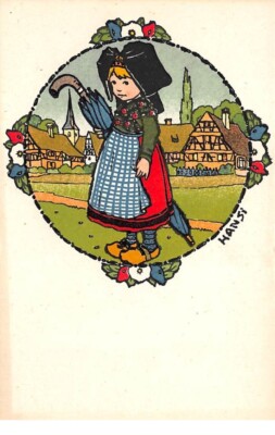 Illustrator - No. 66961 - Hansi - Little Alsatian woman wearing an umbrella