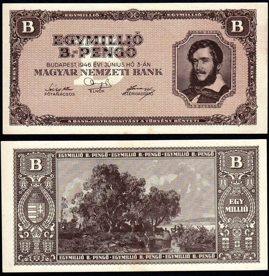 HUNGARY 1 Million B. Pengo 1000000000,000,000,000 UNC P134 1946 QUINTILLION NOTE - Image 4 of 4