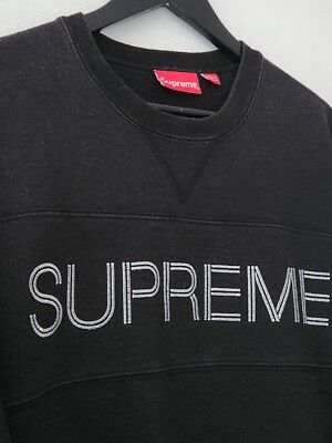 FW17 Supreme Zig Zag Stitch Panel crewneck Black size M