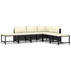 6-tlg Gartenmöbel Kissen Poly Rattan Schwarz Sitzgruppe Sofa Lounge +Kissen