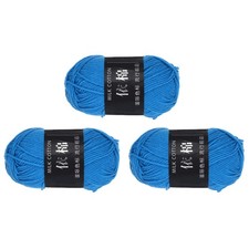 3Pcs Cotton Yarn Knitting Yarn Crochet Yarn 87.5Yard x 2.5mm, Blue 