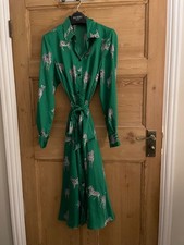 Zara Zebra Shirt Dress  Green Medium