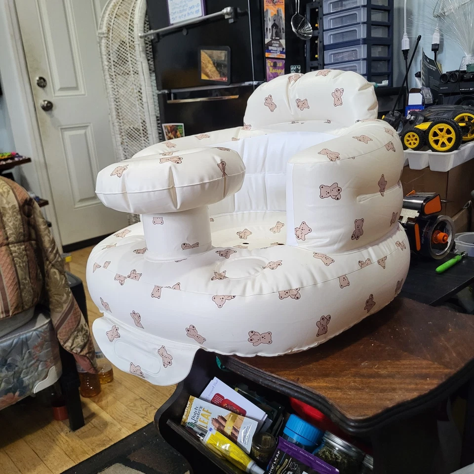 Asiento de bebé inflable con bandeja, silla de piso infantil totalmente de apoyo Foto 4 de 4