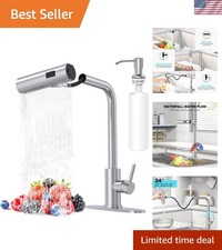 Kitchen Faucets with Pull Down Sprayer  Soap Dispenser, Brushed