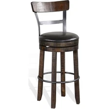 Sunny Designs Homestead 30" Swivel Barstool with Back in Tobacco Leaf (Set of 2)