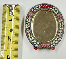 1960's Micro Mosaic Handmade Floral Oval Small Photo Frame ITALY