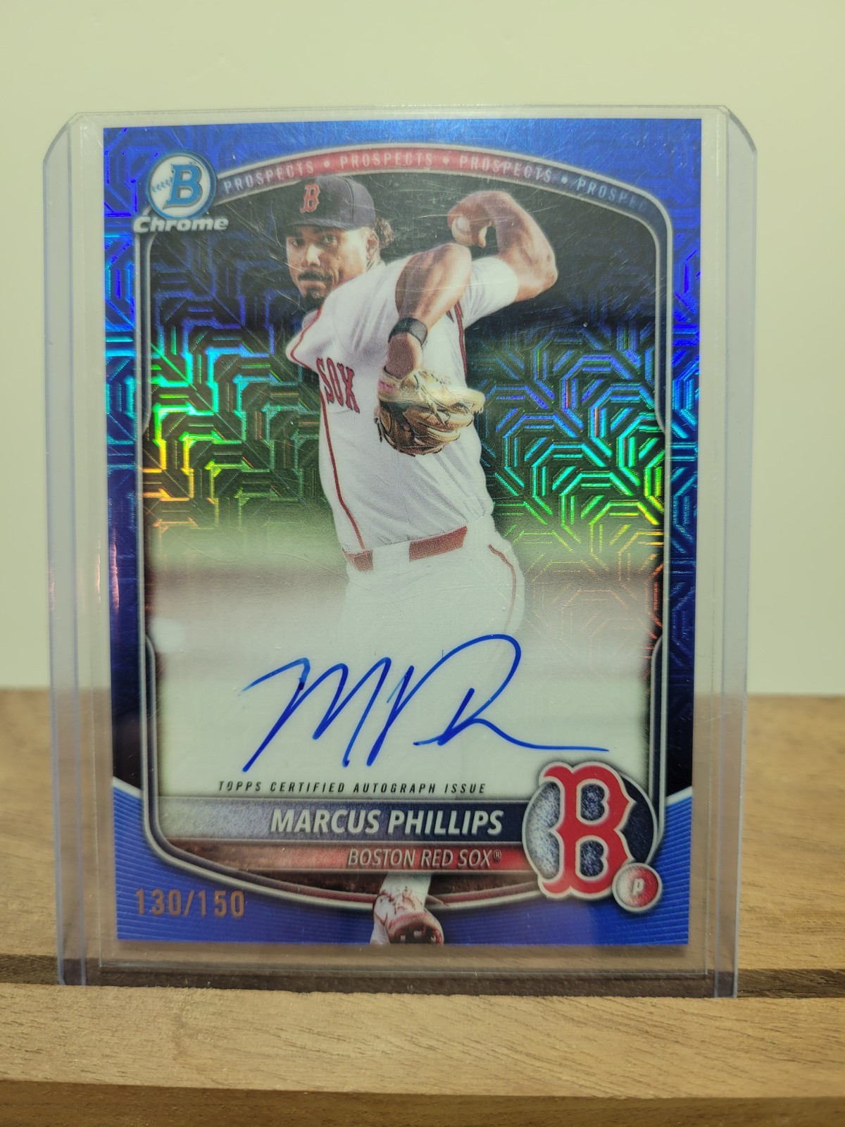2025 Bowman Draft Chrome Marcus Phillips Blue Mojo Refractor Auto #BMA-MP /150