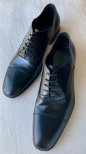 Salvatore Ferragamo Men s Black Leather Cap-Toe Oxfords Size 9.5 E Wide Italy
