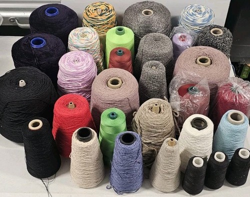 HUGE Lot Vtg Yarn Cone 32 Lbs Large Hand Weaving Variety see pics. - Picture 1 of 13