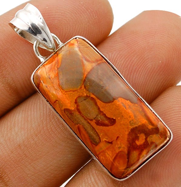 Natural Tube Agate 925 Solid Sterling Silver Pendant Jewelry 1 1/2" Long @16-7