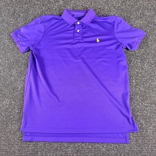 Polo Ralph Lauren Para Hombres Púrpura Rendimiento Polo Amarillo Poni Logo Grande
