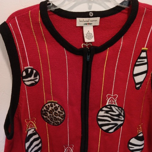 Vtg Ugly Christmas Sweater Vest Womens XL  Bechamel - Picture 5 of 10