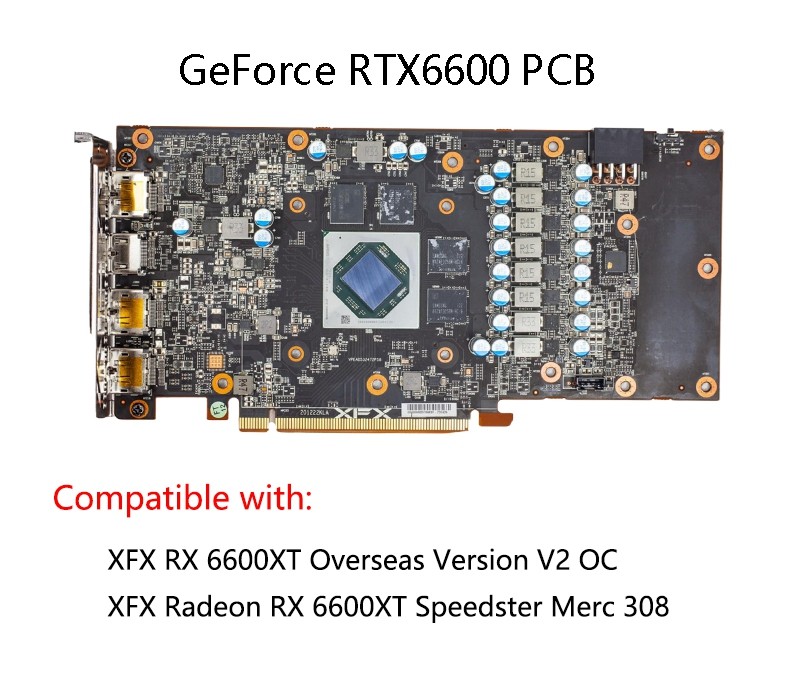 Granzon A-XF6600XT-X GPU Block For XFX Radeon RX 6600 XT Speedster Merc 308