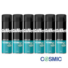 6 X Gillette Classic Sensitive Skin Shaving Gel Lightly Fragranced 200ml 13.00 per litre