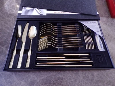 Justinus Krokodesign vergoldet Tafelbesteck 6 Personen 30 Teile Edelstahl - Bild 1 von 4