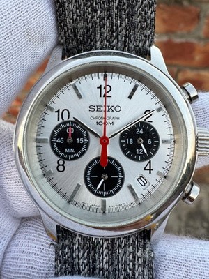 Seiko 6T63-00A0 Chronograph Panda Arabic Dial Quartz Date Men's