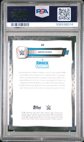 2025 Topps Chrome WWE #60 Santos Escobar Teal Lazer PSA 10 - Imagen 2 de 2