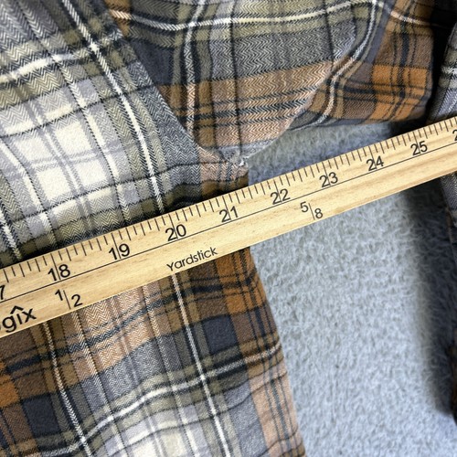 Carhartt Hubbard Flannel Mens Medium Brown Gray Plaid Chamois Lumberjack Cabin - Picture 7 of 8