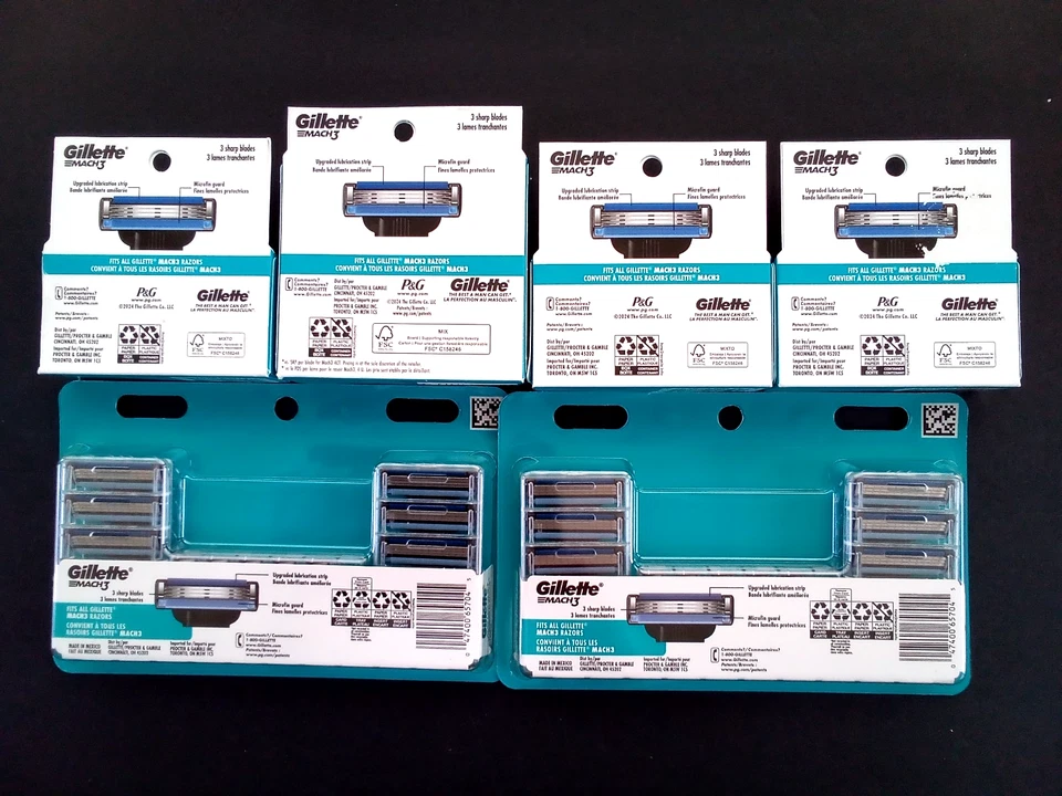 53 X RECARGAS GILLETTE MACH3, 2 PACKS DE 15, 3 PACKS DE 5, 1 PACK DE 8, TOTALMENTE NUEVAS Foto 3 de 4
