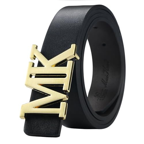 Men’s 1.3” Dress Leather Belt with Gold Buckle for 30-32 Inch Waist