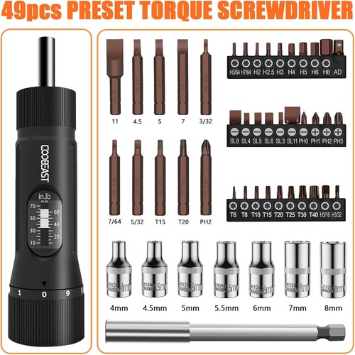 49 Pcs Torque Screwdriver 10-70 Inch Pound 49 PCS, Black - Picture 6 of 7