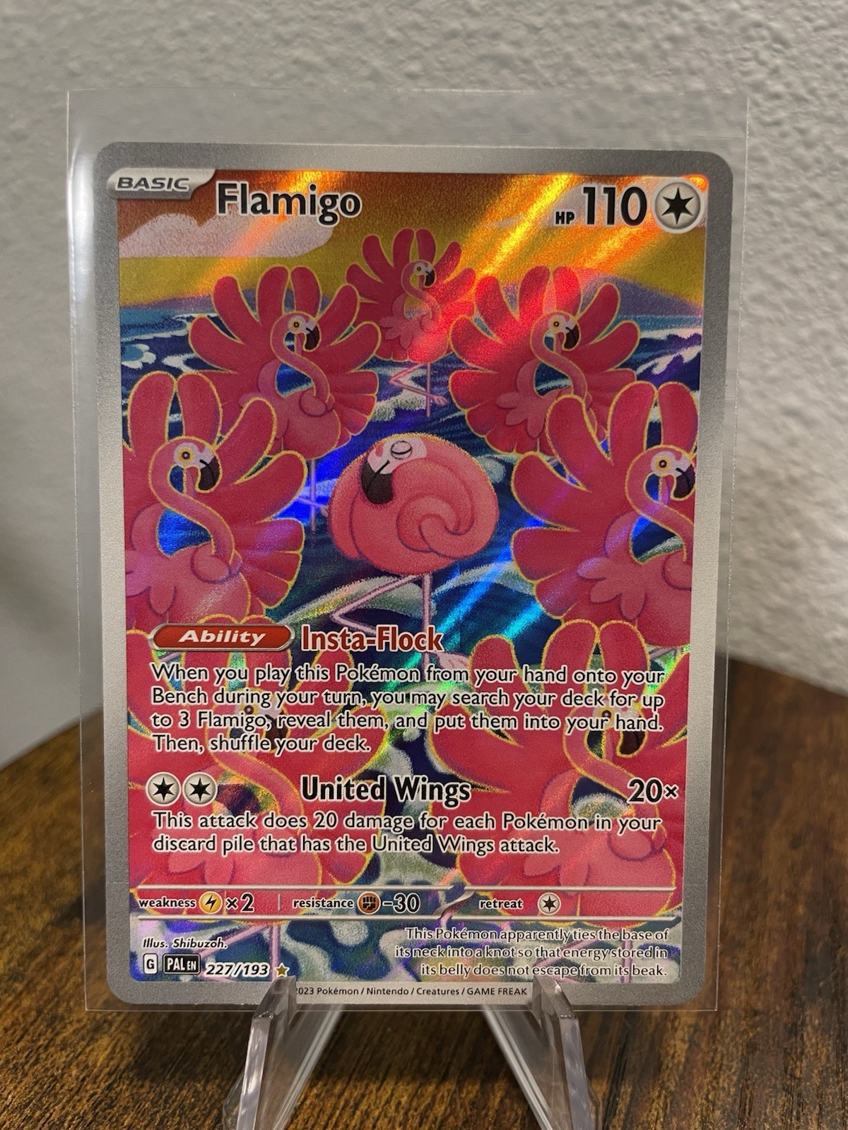 Pokemon TCG: Flamigo 227/193 Full Art Ultra Rare Holo Paldea Evolved 2023 - LP