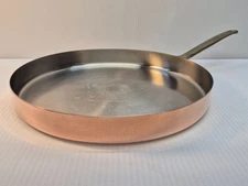 PAUL REVERE 1801 CREPE 11.5" Sauté Fry Pan Copper Stainless Steel Brass Handle