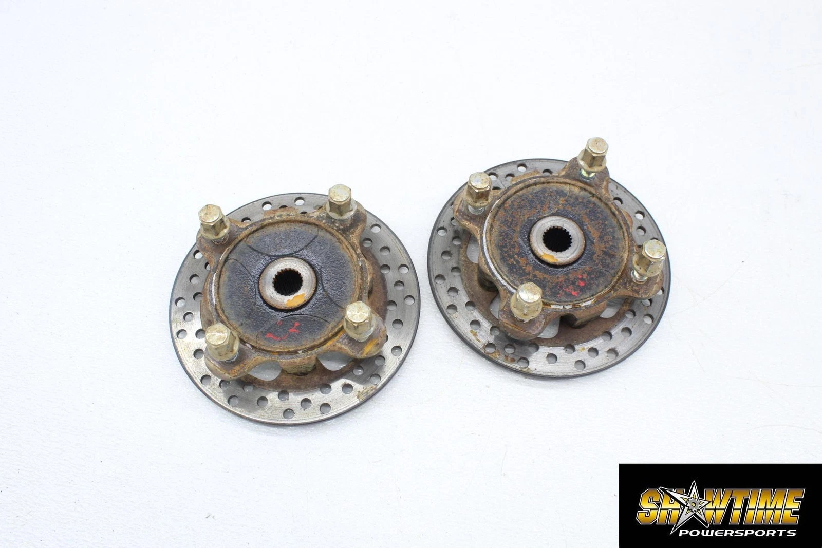 08-13 KAWASAKI TERYX 750 KRF750 FRONT LEFT RIGHT WHEEL HUBS ROTORS
