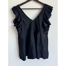 Beachsissi Black Tankini XL NEW ruffle top Slimming flowing V neckline Swim pool