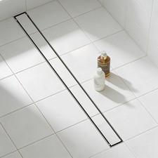 36" Linear Shower Drain with Tile Insert, Stainless Steel, Hair Strainer, Brushe