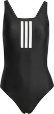 adidas Womens 3 Stripes V-Back Swimsuit Black/White JE1921 - UK Size 32"