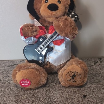 Cuddle Barn Teddie B. Elvis Presley 12in Plush Bear w/ Guitar Press Here