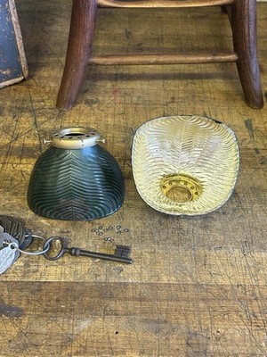 Pair x2 Antique 5'' Mercury Glass Shade Xray Industrial Lamp Light OC White Era 2