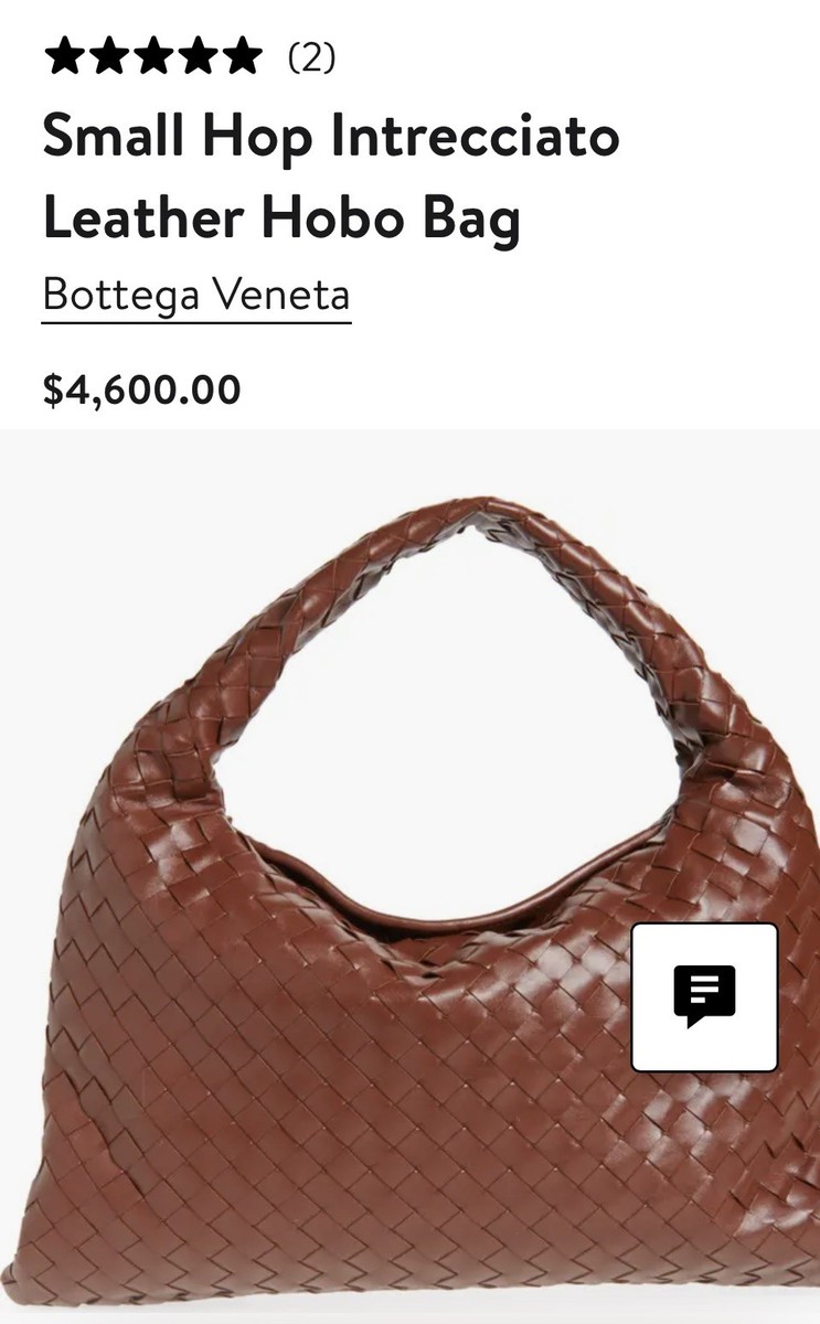 4600$ Bottega Veneta Small Hop Intrecciato Leather Hobo Shoulder