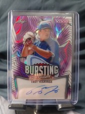 Trey Yesavage Auto /7 Purple Lava Bursting With Talent - 2025 Leaf Vivid Base