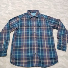 Orvis Shirt Mens Medium Blue Check Plaid Outdoors Workwear Long Sleeve Button-Up