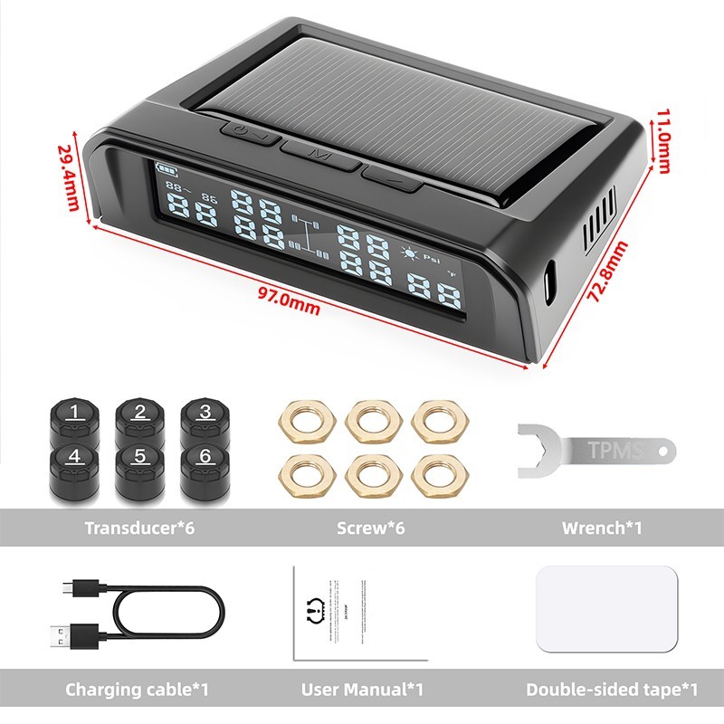 RV Tire Pressure Monitoring System Real Time Solar Trailer TPMS + 6 Sensors US