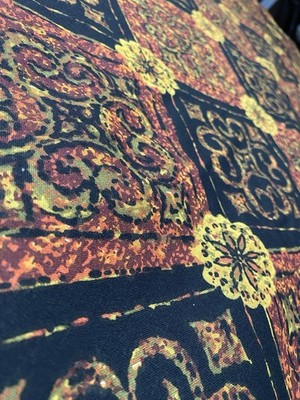Vintage Black Gold Rust Print Fabric 5.75 yards 54  Wide
