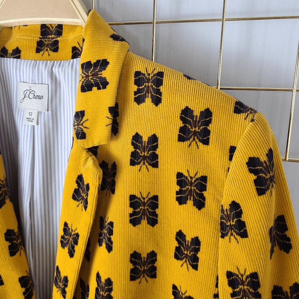 J. Blazer Crew Mujer 12 Pana Parke Caléndula Amarillo Mariposa-Leer Foto 4 de 4