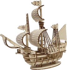 MPIUET 3D Wooden Sailboat Puzzle for Adults, Sailship  Model Kits to Build, 3D