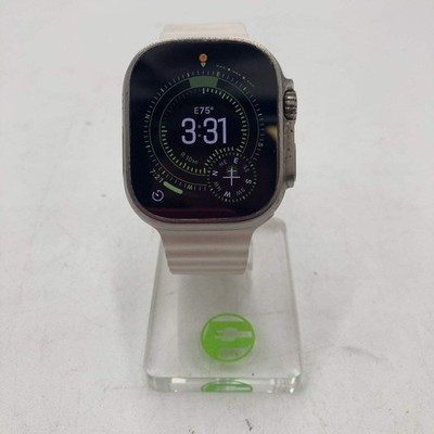 Unlocked Apple Watch Ultra 49MM Natural Titanium Ocean Band White MNH83LL/A